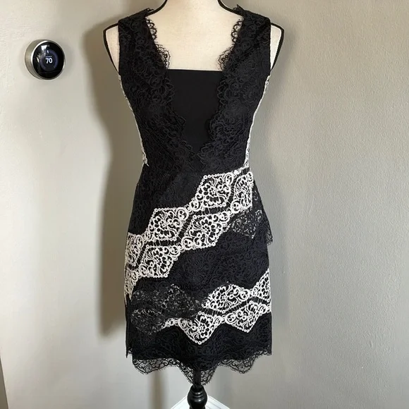 Maggy London | Dresses | Maggy London Lace Dress Black White | Poshmark